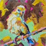 Original Autographed Oil Painting Frame. Bird. Impressionism. 4X4 Inches. Fixed Price $36.00.
