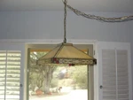 Authentic Dale Tiffany Stained Art Glass 16"X16"X7" Light Chandelier Lamp. Fixed Price $110.00.