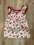 Nick & Nora Girls Sz 10/12 Cherry Pie Square Neck Ruffled Satin Pajama Top. Fixed Price $15.00.