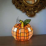 River Of Goods 9" Stained Glass Pumpkin Indoor Accent Tiffany-style Lamp!. Fixed Price $59.99.