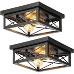 Kondras 2-PACK 2-LIGHT Industrial Square Flush Mount Ceiling Black. Fixed Price $52.29.