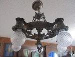 Vintage Antique Virden Mission Arts & Crafts Cast Iron 5 Light Chandelier. Fixed Price $419.00.