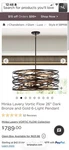 Minka Lavery Vortic Flow 4673-111 26IN 6-LIGHT Pendant Dark Bronze Gold. Fixed Price $400.00.