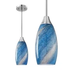 Edishine 60W 1-LIGHT Dark Blue Pendant W/ Hand Blown Glass Shade Lot Of 2. Fixed Price $59.99.