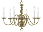 Livex Lighting 5006 Brass Williamsburgh 6-LIGHT 24"W Taper Candle Chandelier. Fixed Price $297.96.