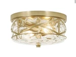 Lamqee 10 In. 2-LIGHT Brass Gold Flush Mount Water Ripple Glass Ceiling. Fixed Price $39.99.