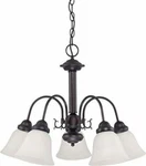 Nuvo 60-3141 5-LIGHTS Mahogany Bronze Chandelier With Frosted White Glass. Fixed Price $193.99.