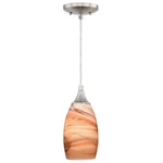 Vaxcel Milano Mini Pendant Toffee Swirl Glass, Satin Nickel - P0174. Fixed Price $89.99.