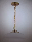 Satco Colony 100-WATT 1-LIGHT Matte White/burnished Brass Shaded Pendant. Fixed Price $116.96.