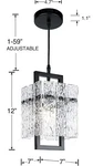 Ikk Black Square Crystal Pendant Light, Luxury Water Ripple Glass Chandelier. Fixed Price $50.00.