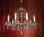 Antique Nickel Silver Crystal Chandelier Crowns Lamp Brass 10 Light 28". Fixed Price $1255.00.