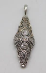 Super Art Deco Platinum Filigree 3 Diamond Stone Lavaliere Pendant. Fixed Price $450.00.