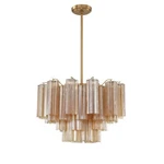 Crystorama Addis 9 Light Chandelier, Brass/tronchi Glass Amber ADD-308-AG-AM. Fixed Price $1038.40.