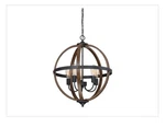Savoy House Meridian 5-LIGHT Wood Black Brown Pendant, Wx 22"D X27.75"H. Fixed Price $300.00.