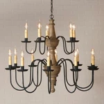 15 Arm Harrison Chandelier In Pearwood - 2 Tier. Fixed Price $1199.00.