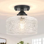 Daunton Small Semi Flush Mount Ceiling Light Fixture, Vintage Matte Black Close. Fixed Price $47.98.