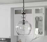 Meyer And Cross Pendant 1-LIGHT Blackened Bronze Adjustable W/ Clear Glass Shade. Fixed Price $65.99.
