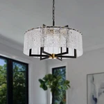 23.6" Crystal Chandeliers Black Finish Pendant Lamp 6-LIGHT Ceiling Fixtures. Fixed Price $181.99.