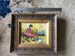 Vtg "flowers" Woman & Bird Cage Oil Painting By Mildred Barrett Anco Bilt Frame. Fixed Price $369.99.