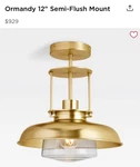 Rejuvenation Ormandy Semi-flush Mount. Fixed Price $425.00.