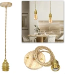 Wood Pendant Light Kit, Mini Fixture, Hemp Rope Hanging Lamps Cord. Fixed Price $28.45.