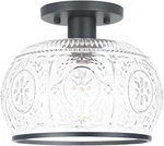 Black Vintage Semi-flush Mount Ceiling Light With Globe Glass. Ideal For Small. Fixed Price $117.25.