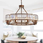 33" Vintage Crystal Chandelier Antique 8-LIGHTS Brown Ceiling Pendant Lighting. Fixed Price $270.74.