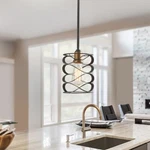 Quoizel, "unity" Mottled Black W Gold Cylinder Transitional Mini Pendant Light. Fixed Price $88.00.