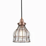 Vintage Cracked Glass Wire Cage Hanging Pendant Light Red Antique Copper. Fixed Price $99.99.