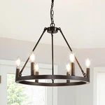 Wjshome 20.7" Wagon Wheel Chandelier, 6-LIGHT Black Chandeliers For Dining Ro.... Fixed Price $97.33.