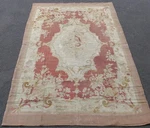 Antique French Aubusson Rug 19THC Wool Tapestry Weave 5.8X9.6 Rose Hand Woven. Fixed Price $1100.00.
