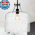 Catiner 12 Black Seeded Glass Pendant Light Modern Farmhouse Hanging Ceiling. Fixed Price $249.36.