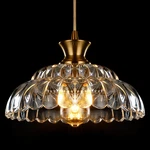 Vintage Glass Pendant Light - 11.8" Brushed Gold Chandelier For Dining & Foyer. Fixed Price $108.99.