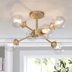 Gold Flush Mount Ceiling Light, Modern Sputnik Glass Hallway Fixtures. Fixed Price $75.04.
