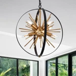 Chandelier 17.7 Black Gold Globe Sputnik 8 Light Mid Century Modern Tacdandm. Fixed Price $209.99.