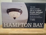 Hampton Bay Bercello Estates 15 In. 2-LIGHT Volterra Bronze Flush Mount. Fixed Price $93.99.