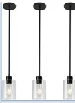 Rainlighting 3 Pack Modern Black Clear Glass Pendant Lights Stem Rods Dimmable. Fixed Price $57.74.