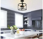 Lnc Black Semi Flush Mount Rustic 4-LIGHT Drum Farmhouse Ceiling Lights Bronze. Fixed Price $58.50.