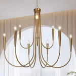 Lnc 41" 9-LIGHT Brass 2-TIER Candlestick Chandelier Classic For Dining Room. Fixed Price $299.99.