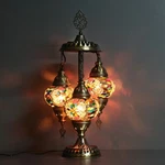 Turkish Lamp, 3 Globe Table Mosaic Moroccan Desk Lighting, Asylove. Fixed Price $99.90.
