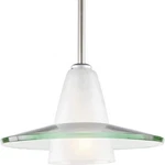 Modern 1-LIGHT Clear And Etched Glass Mini-pendant Brushed Nickel. Fixed Price $129.89.