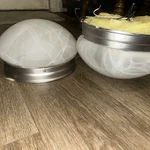 2 Kichler Ceiling Space 6 1-LIGHT Flush Mount W/marble Globe Brushed Nickel. Fixed Price $25.00.