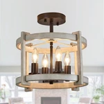 Meixisue 4-LIGHTS Retro Semi Flush Mount Ceiling Oak White. Fixed Price $97.82.
