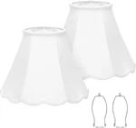 Scalloped Lamp Shades Set Of 2, White With Petal Edge Braid. Fixed Price $36.99.