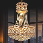 19"*47" Luxury Crystal Chandelier Gold Empire Hanging Light Pendant Ceiling Lamp. Fixed Price $247.02.