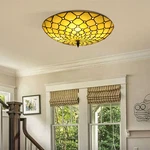 Tiffany Ceiling Light Flush Mount Chandelier Wide Stained Glass. Fixed Price $115.48.