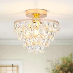 Gold Crystal Chandelier Small, Mini Ceiling Light Modern Flush Mount. Fixed Price $74.99.