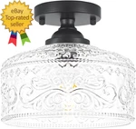 Small Semi Flush Mount Ceiling Light Fixture Vintage Matte Black Close To. Fixed Price $40.33.