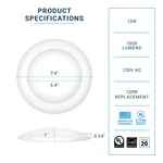 Parmida (2 Pack) 5/6 Inch Dimmable 5000K Led Disk Light Surface Flush Mount 15W. Fixed Price $11.95.