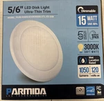 Parmida (12 Pack) 5/6 Inch Dimmable Led Disk Light Surface Flush Mount 15W 3000K. Fixed Price $65.99.